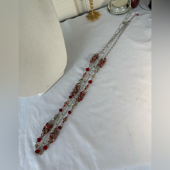 WHBM cluster crystal red blush amber colored necklace - Picture 3 of 7